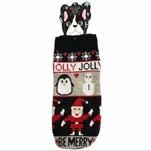LA Express Dog Sweater Black Red Christmas Jolly